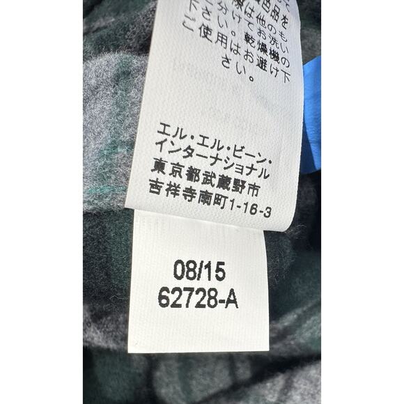 LL Bean Shirt Men Large Green Plaid Chamois Flannel Vintage Heavyweight Trad Fit - Picture 14 of 15